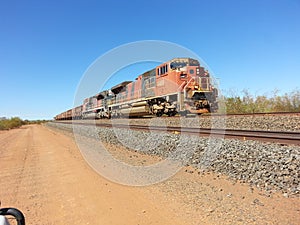 BHP Iron ore train Pilbara Western Australia outback