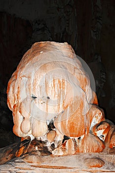 Iron Oxide on a Cave weird Stalagmite Formation