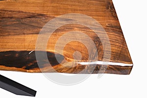 Iron pedestal tree epoxy table on white background