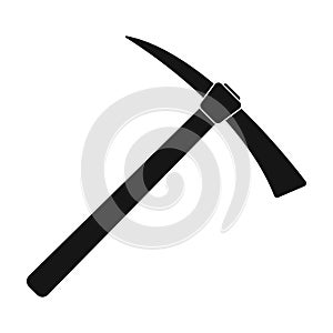 Iron pick with wooden wooden handle. The criminals tool for killing.Prison single icon in black style vector symbol