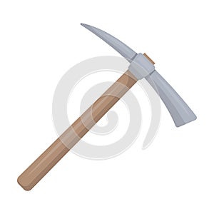 Iron pick with wooden wooden handle. The criminals tool for killing.Prison single icon in cartoon style vector symbol