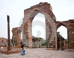 Iron Pillar at Qutub Minar in Delhi, India
