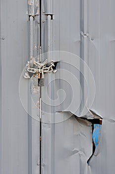 Iron plate door with breakage