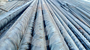 Iron poles for construction in one of the workshops