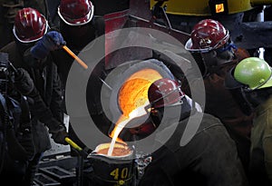 Iron Pour - Workers Gather Around