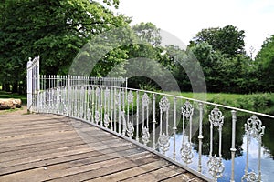 Iron railing on bridge