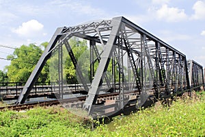 Iron railway bridge over the river