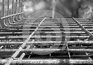 iron rod building a cage at the construction site as symbol for concreting