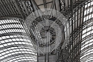 Iron roof construction of main station in, frankfurt am main, germany