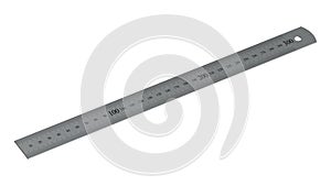 Iron Ruler on White Isolated. Copy Space for Text or Image, Idea Concept for Show length of Item, Unit is Centimeters