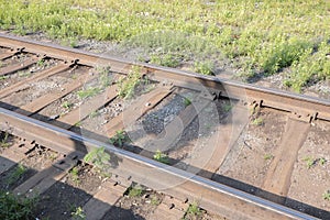 Iron Rusty Train Railway Detail Over Dark Stones