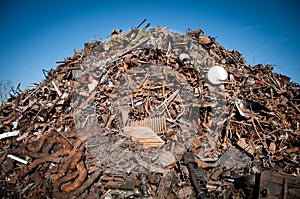 Iron scrap metal compacted to recycle