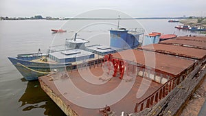 Iron ships in Paraguay in the river