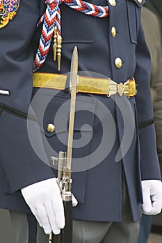 Iron spear on part of the parade uniform photo