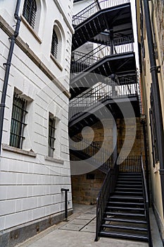 Iron stairs in Tai Kwun, a historic building in Hong Kong