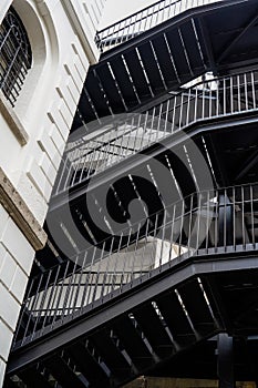 Iron stairs in Tai Kwun, a historic building in Hong Kong