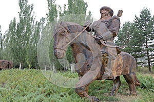 Iron statue of the hussar of genghis khan, adobe rgb