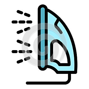 Iron steam cleaner icon color outline vector