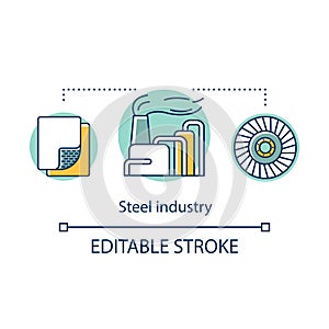 Iron and steel industry concept icon. Steelmaking process. Manufacture of metal products, recycling of scrap. Metallurgy