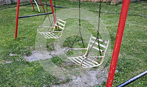Iron swing seat in a park