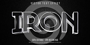 Iron text, metallic silver style editable text effect