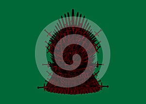 Iron throne icon. Vector illustration isolated or green background