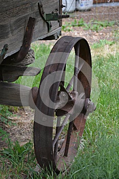 Iron wheel from an old antique wagon