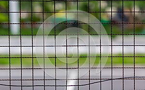 Iron wire fence. Fence grilles rust texture background. Fence Steel Background.