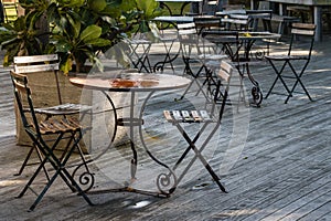 Iron wrought furniture in restaurant