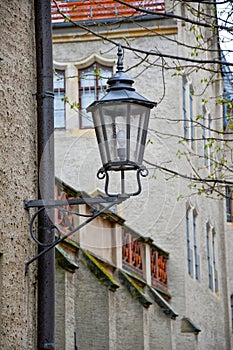 Iron wrought old lamp in the city of Meissen