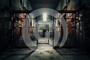 Ironclad Prison doors open. Generate Ai photo