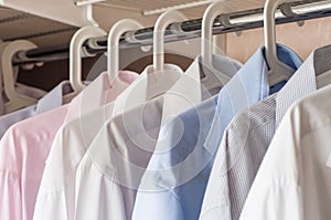 Ironed shirts in the closet