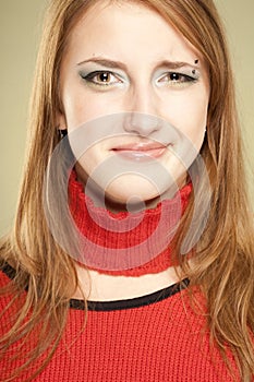 Ironical smile woman