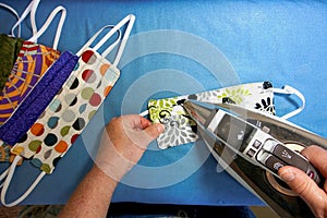 Ironing cloth hand sewn face masks