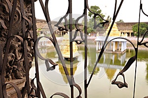 Ancient ironwork fence in a temple