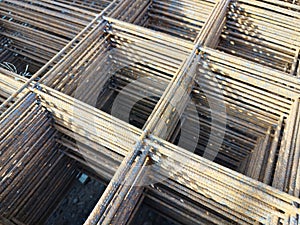 Ironworks, iron mesh on a construction site