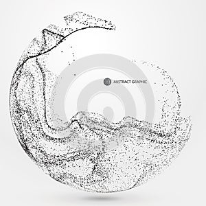 Irregular abstract graphics, dynamic particle composition.