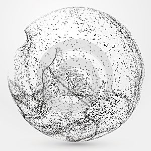 Irregular abstract graphics, dynamic particle composition.