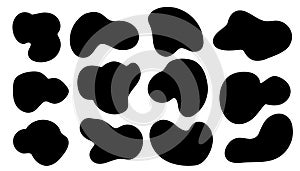 Irregular black blob shape asymmetric. Vector illustration set.