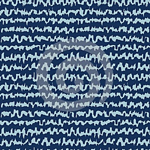 Irregular Broken Stripe Texture. Denim Indigo Blue Tone on Tone. Masculine Scribble Sketchy Lines Seamless Pattern Swatch