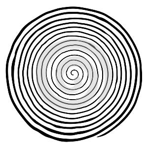 Irregular hand drawn spiral, version 6.