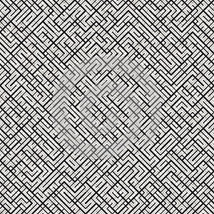 Irregular Maze Line. Abstract Geometric Background Design. Vector Seamless Black and White Pattern.