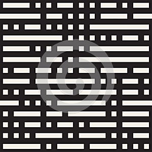 Irregular Maze Shapes Tiling Contemporary Graphic Design. Vector Seamless Black and White Pattern