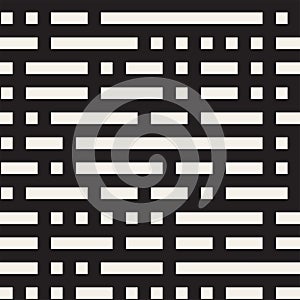 Irregular Maze Shapes Tiling Contemporary Graphic Design. Vector Seamless Black and White Pattern