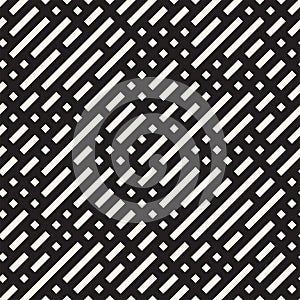 Irregular Maze Shapes Tiling Contemporary Graphic Design. Vector Seamless Black and White Pattern