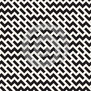 Irregular Maze Shapes Tiling Contemporary Graphic Design. Vector Seamless Black and White Pattern