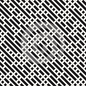 Irregular Maze Shapes Tiling Contemporary Graphic Design. Vector Seamless Black and White Pattern