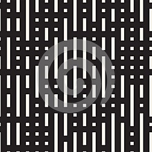 Irregular Maze Shapes Tiling Contemporary Graphic Design. Vector Seamless Black and White Pattern