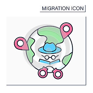 Irregular migration color icon