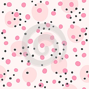 Irregular polka dot. Seamless pattern with repeating round spots. Simple girly print.